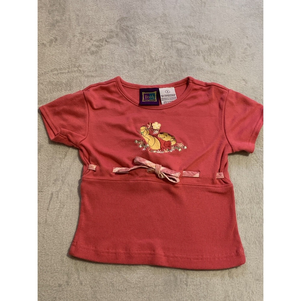 VTG  Disney Winnie The‎ Pooh 100 Acre Collection Embroidered Pink Shirt Size 5